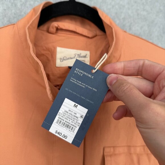 Universal Thread Womens Button Up Utility Jacket Size M Coral Tie Waist NEW - Picture 6 of 12